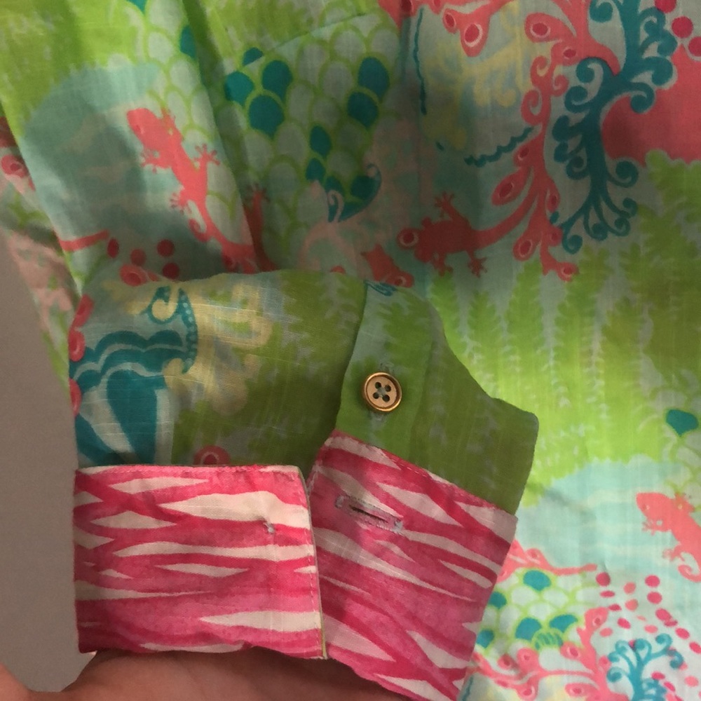 Lilly Pulitzer Button Up Long Sleeve Shirt sz16 - Picture 3 of 8
